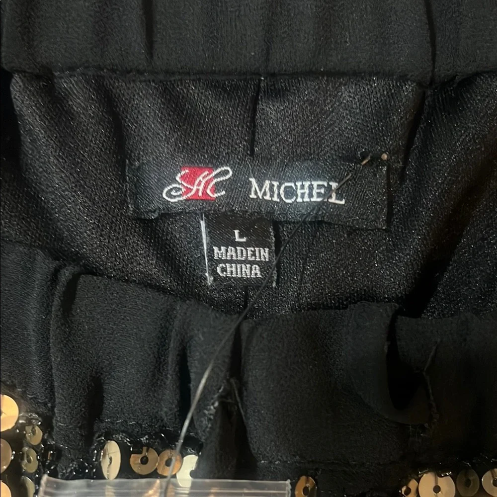 NWT Michele Black and Gold Sequin High Waist Shorts Size Large - Picture 2 of 2